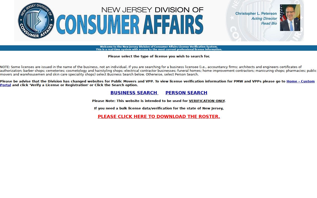 Monroe Township residents directory New Jersey professional license verification