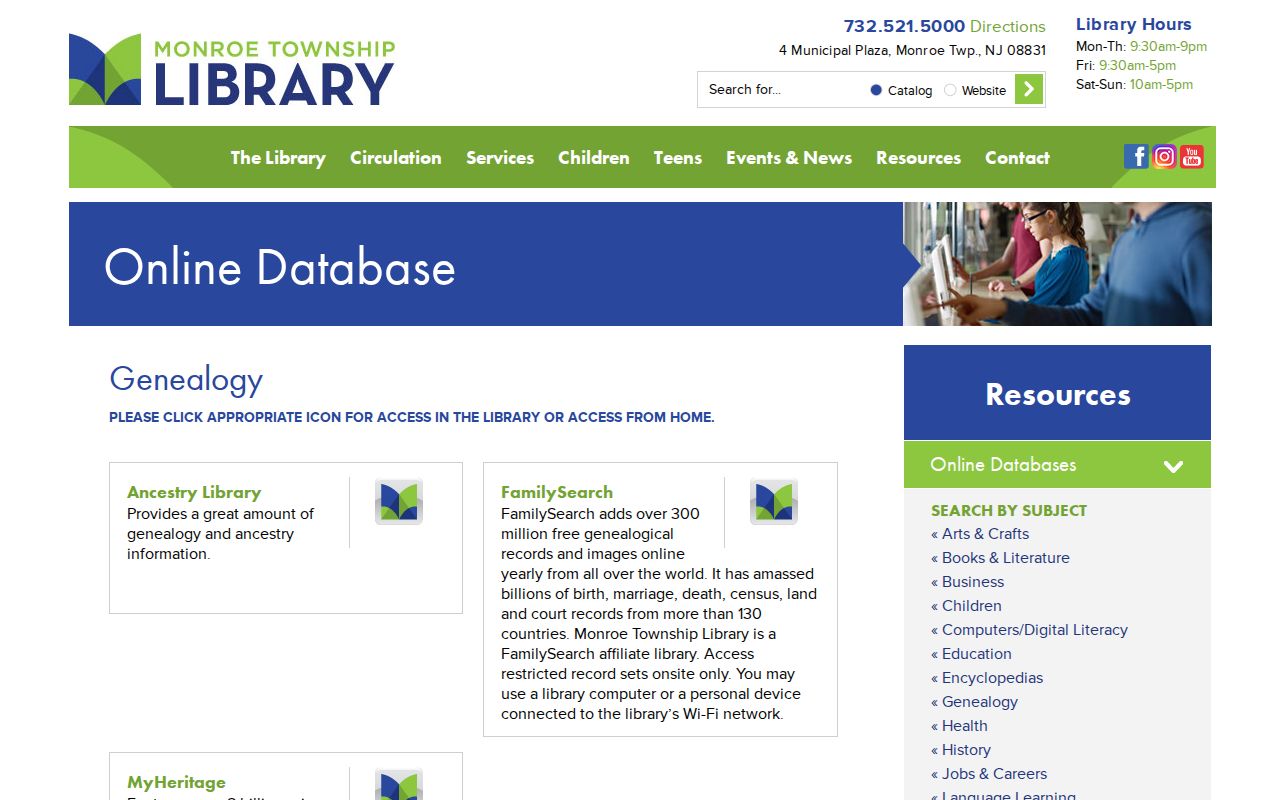 Monroe Township previous residents research in the library genealogy databases