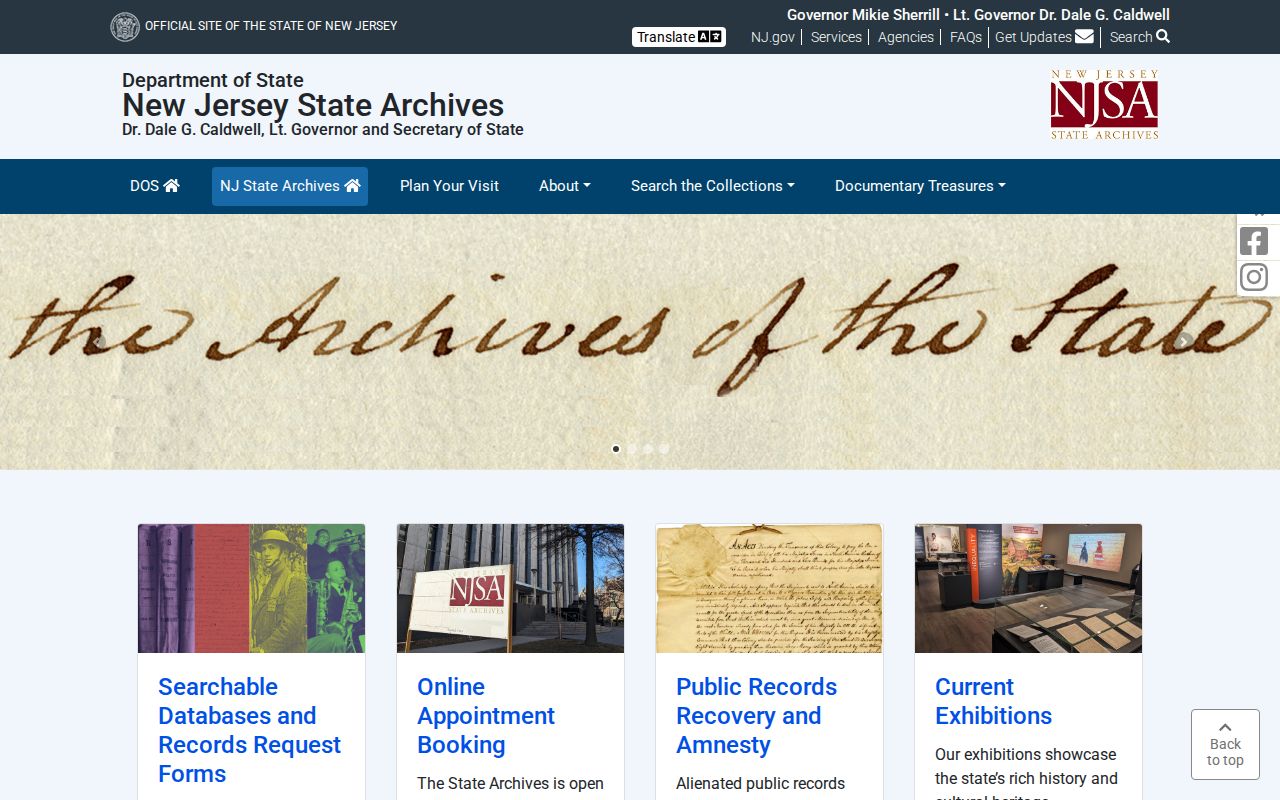 Monroe Township previous residents research through the New Jersey State Archives search